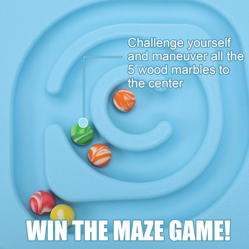 Seenelling Kids Maze Balance Board Plastic Wobble Rocker Balance Board with Mini Balls Load 170lb for Balancing Exercise Equipment Game Boys Girls Physical Therapy 18.5 x 14.57 Inch(Blue,Round) - Image 5